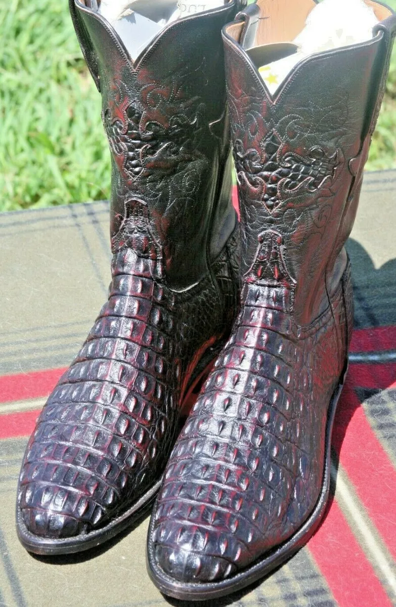 Lucchese crocodile boots black cheap