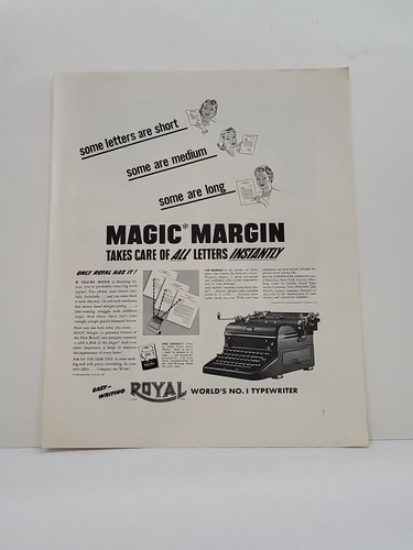 1940 Royal Typewriter Fortune revista Segunda Guerra Mundial anuncio impreso secretarias de margen mágico - Imagen 2 de 2