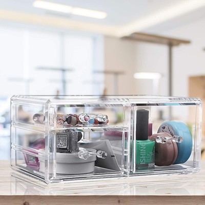 1/ 2 Ebenen Klar Make-up Organizer mit Schublade, Kosmetik Transparent