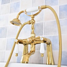 Gold Color Brass Bathroom Claw foot Tub Faucet / Filler With Hand Shower stf782