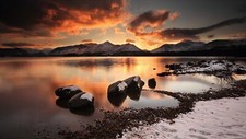Landscape nature mountains clouds lake snow Custom Gaming Mat Desk