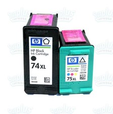 2pk Genuine HP 74XL  75XL BK/C J5730 J5740 C4210 C4410 D5360 D5315 C5280 D4260