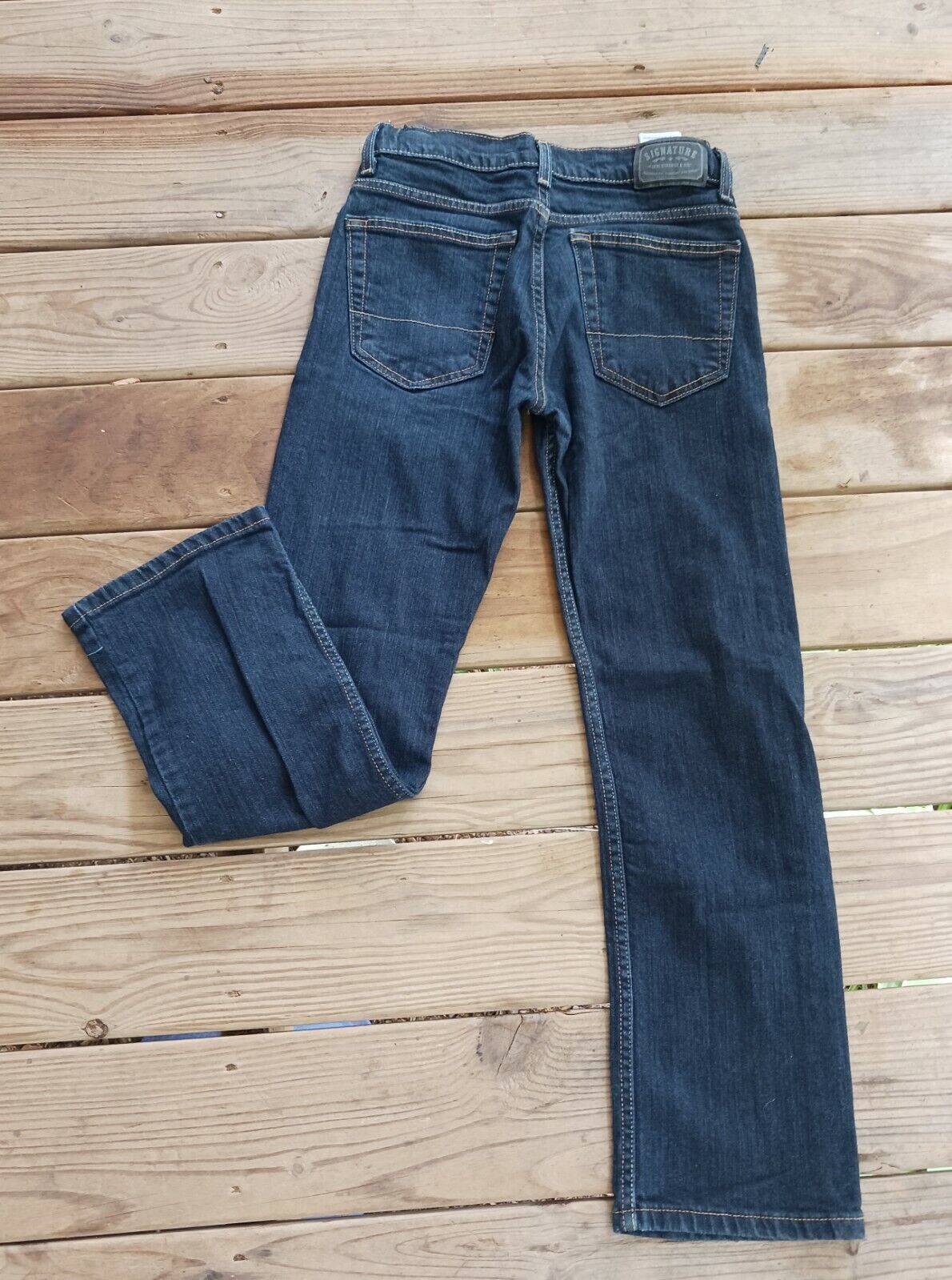 Signature Levi Strauss Slim Straight Denim Blue Jeans Women's 16 29x29 Mid  Rise | eBay