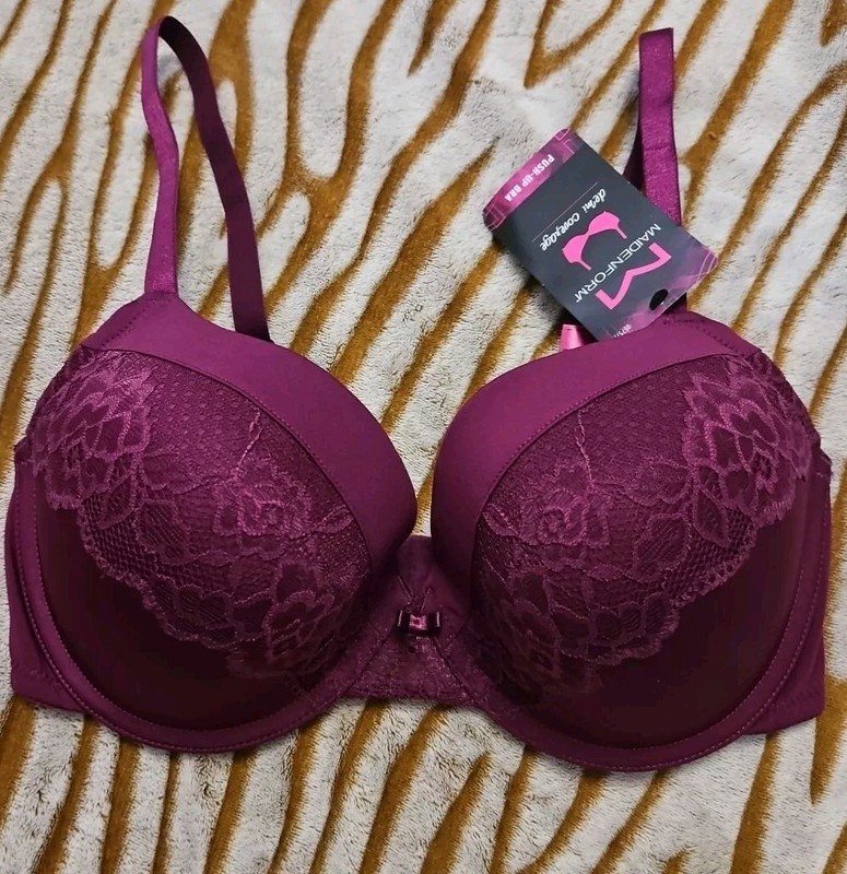 Maidenform Demi Coverage Push-Up Bra Maroon Lace Size 36DD NEW NWT $58.00 05757J