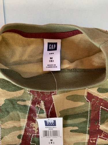 Gap Logo Unisex Green Camouflage T Shirt Size M 8 Boy & Girl - Picture 3 of 5