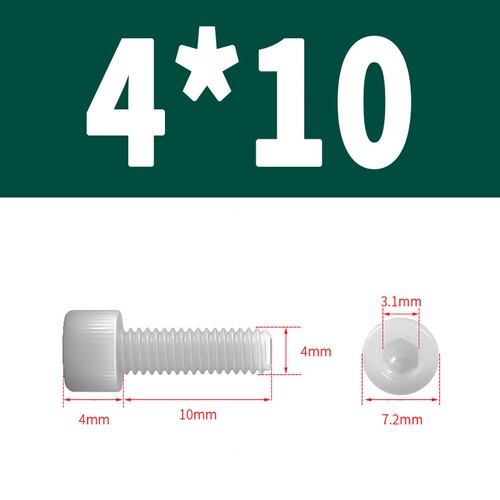 Kunststoff Zylinderschrauben Innensechskant Weiß Nylon DIN 912 M3 M4 M5 Bis M12 - Bild 19 von 82
