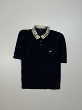 Burberry London Nova Check Crew Polo Shirt Women Black Vintage Made In England L