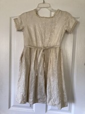 Girls vintage Kate Greenaway dress, White With Stitched Edging