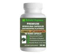 Spirulina 500mg Vegan Capsules 100 Count