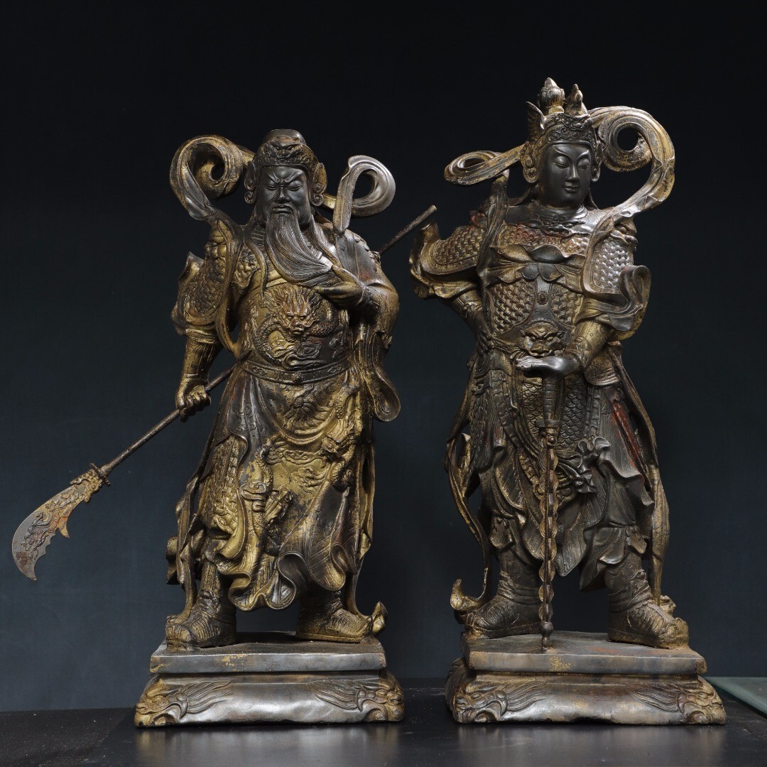 シーサー 王道 守り神 antique Protective deity China bronze gilt guan gong guan yu Wei Tuo warrior door-god