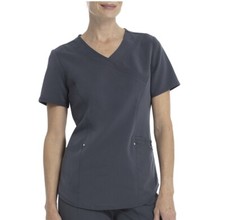 Scrubstar Womens Antimicrobial Premium Ultimate Mock Wrap Scrub Top M Pewter New