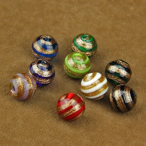 20pcs Gold Striped Round Beads with Hole Ethnic Bracelet for Jewelry Making - Picture 6 of 7