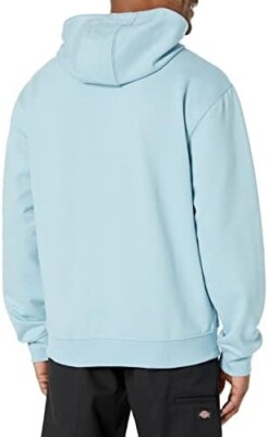Dickies Men Hoodie Pullover Fleece Water Repellent Light Blue Logo