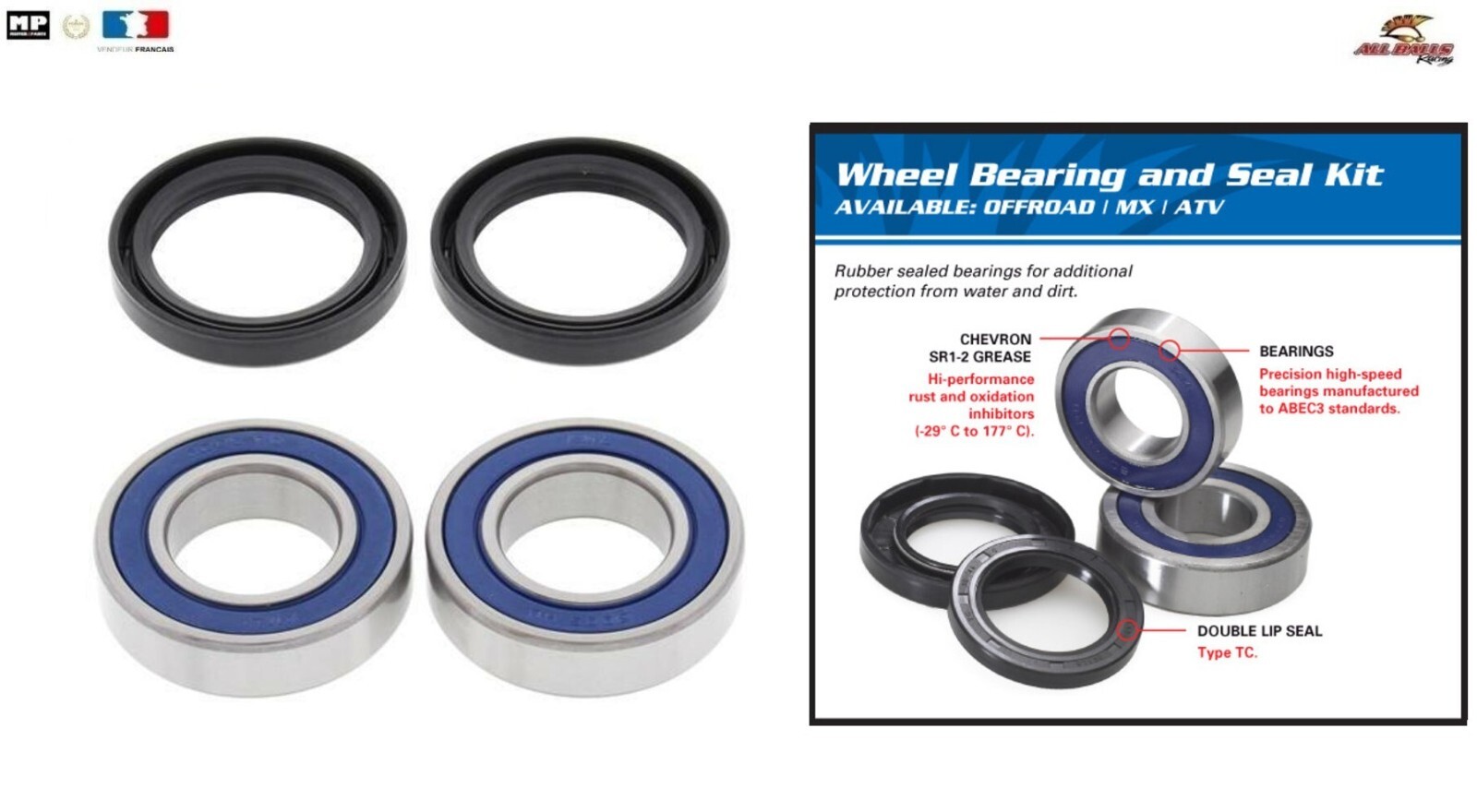 Kit roulement All Balls de roue avant pour Ducati 1100 Multistrada : durabilité premium