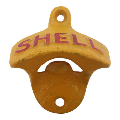 yellow Vintage Wall Mounted Bottle Opener Cast Iron Bar Decor