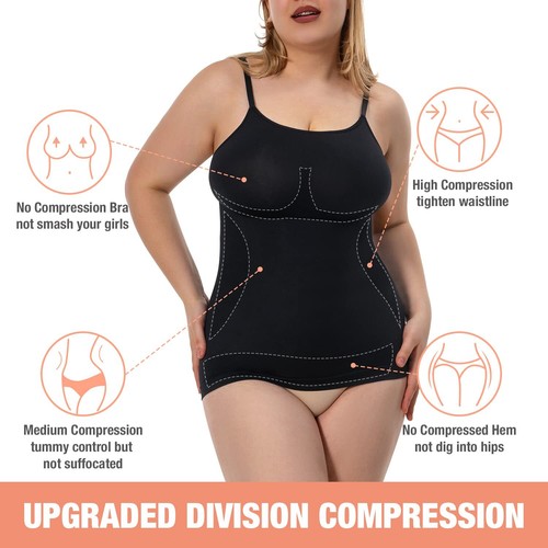 Lady Tummy Control Shapewear Seamless Tank Cami Top Compression Body Shaper Vest - Picture 3 of 17