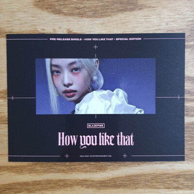 Jennie Official Postcard BlackPink Special Edition How You Like
