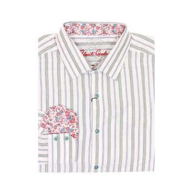 Robert Graham Mens Striped Classic Fit Button Down Shirt (XL, XLarge, White)