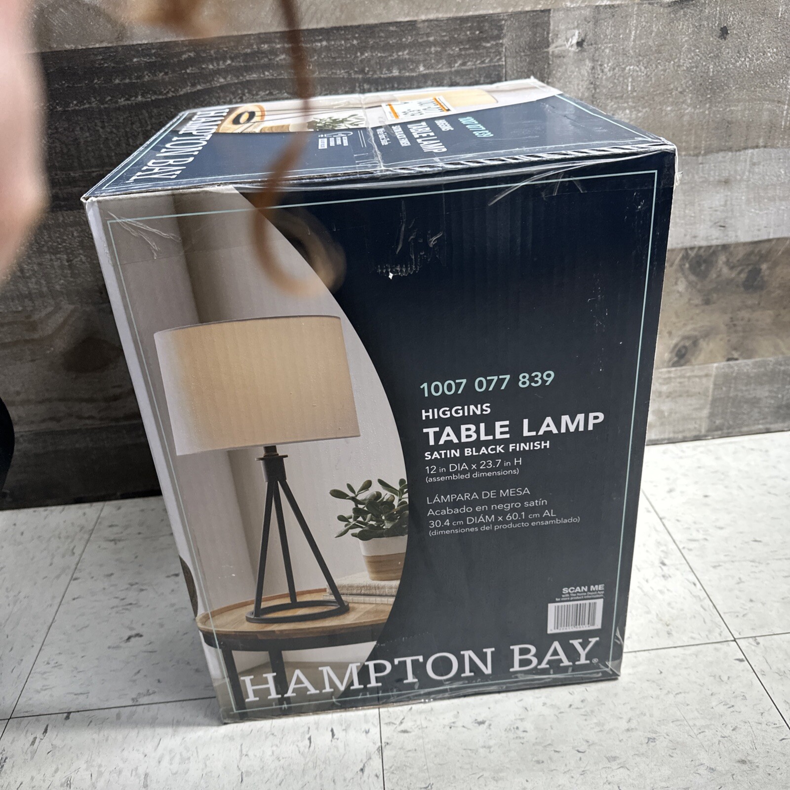 H B Higgins 24-Inch Black Tripod Table Lamp with Round Base for Modern Decor