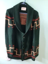 Vintage Jantzen "Big Lebowski" Dark Green Cardigan Sweater Men’s Med *READ*