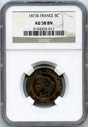 III Republic (1871-1940) 5 Cent 1873 K Bordeaux NGC To 58 BN