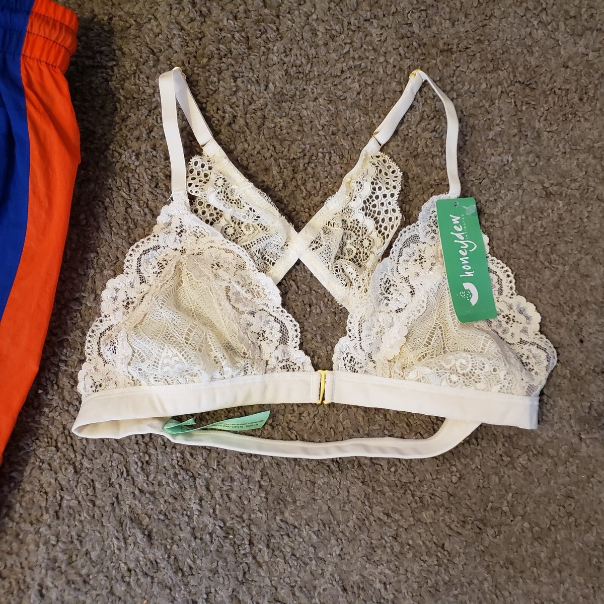 NWT NEW Honeydew Bralette Bra Ivory Soft White Lace Angel Wing 32B