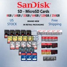 Sandisk SD Card OR MicroSD Memory 8gb/16gb/32gb/64gb/128gb Ultra Extreme lot Pro