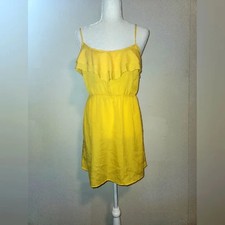 Forever 21 Sunshine Butter Yellow Fit And Flare Sundress Ruffled Dress Large EUC