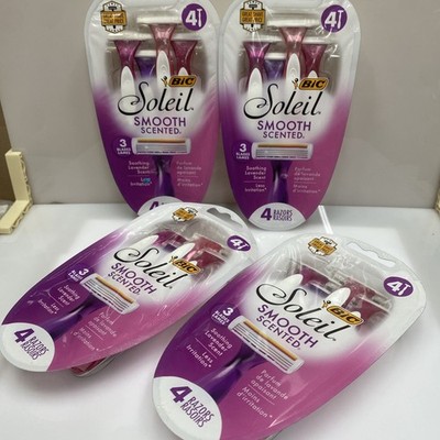 Bic Soleil Shavers Razors Lavender Scented Handles 3 Blades, 4 Ct-Lot of 4=16 Ct