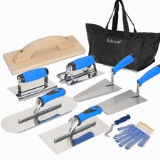 Concrete Trowel Tool Set 10pcs Professional Masonry Hand Kit with Gloves and Bag