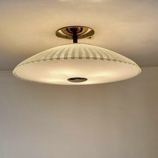 865c Vintage 60's 70's MCM 18" Ceiling Light lamp fixture glass chandelier
