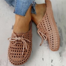 Women's Sandals Hollow Out Flat Comfy Summer Beach Shoes Ladies Casual Slippers