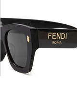 Fendi Roma FE 40100I 01A Shiny Black Grey Lens Designer Sunglasses 53-20