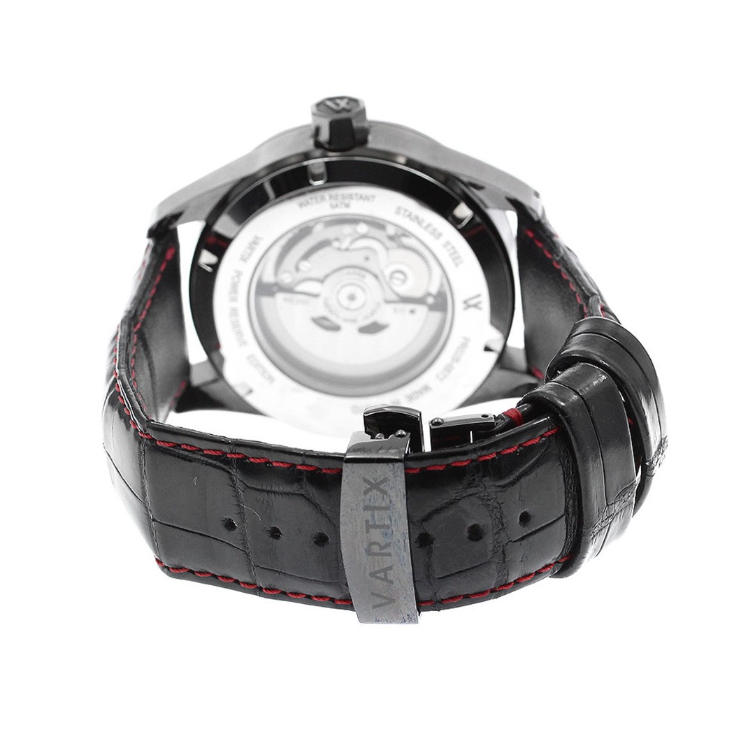 VARTIX ALIVE Men's Automatic Watch Black Red Leather SS Used From Japan image 4