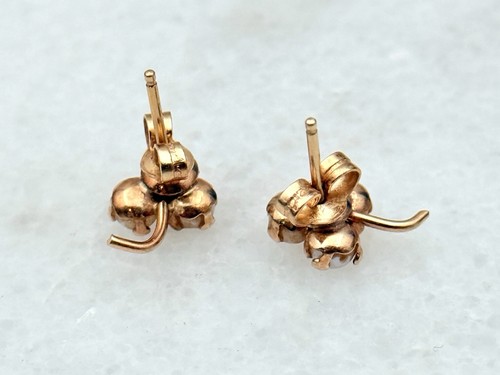 Vintage 14K Gelbgold 3 Blatt Kleeblatt Perlen Ohrstecker - Bild 2 von 3