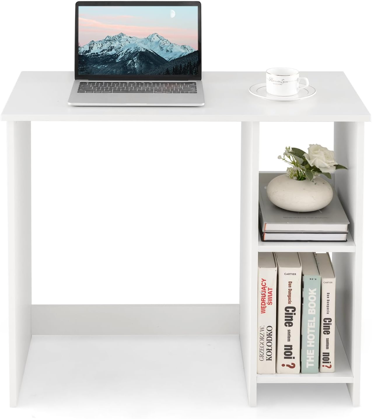 Computer Desk Storage Shelves Compact Study Writing Table Home Office Natural