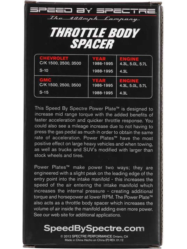 Spectre Throttle Body Injection Spacer fits Chevrolet Blazer S10 4.3 (11252) - Image 4 of 4