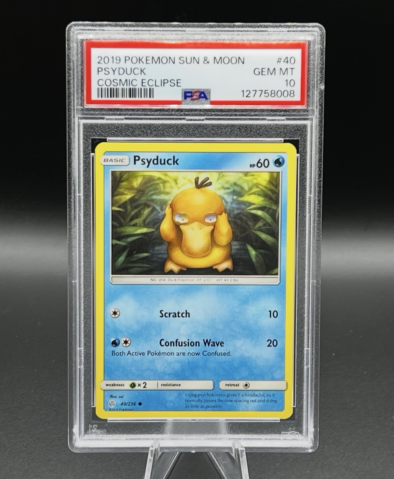2019 POKEMON SUN & MOON COSMIC ECLIPSE #40 PSYDUCK PSA 10 *POP 11*