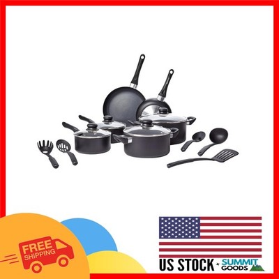 Elegant Non-Stick 15-Piece Kitchen Cookware Set with Stay-Cool Handles - Black