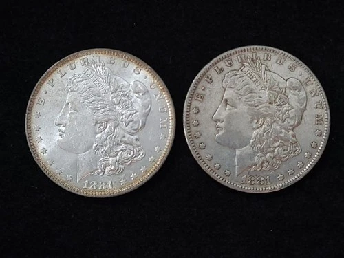 1881-O & 1881-O Morgan Silver Dollars XF-AU #1 NICE!