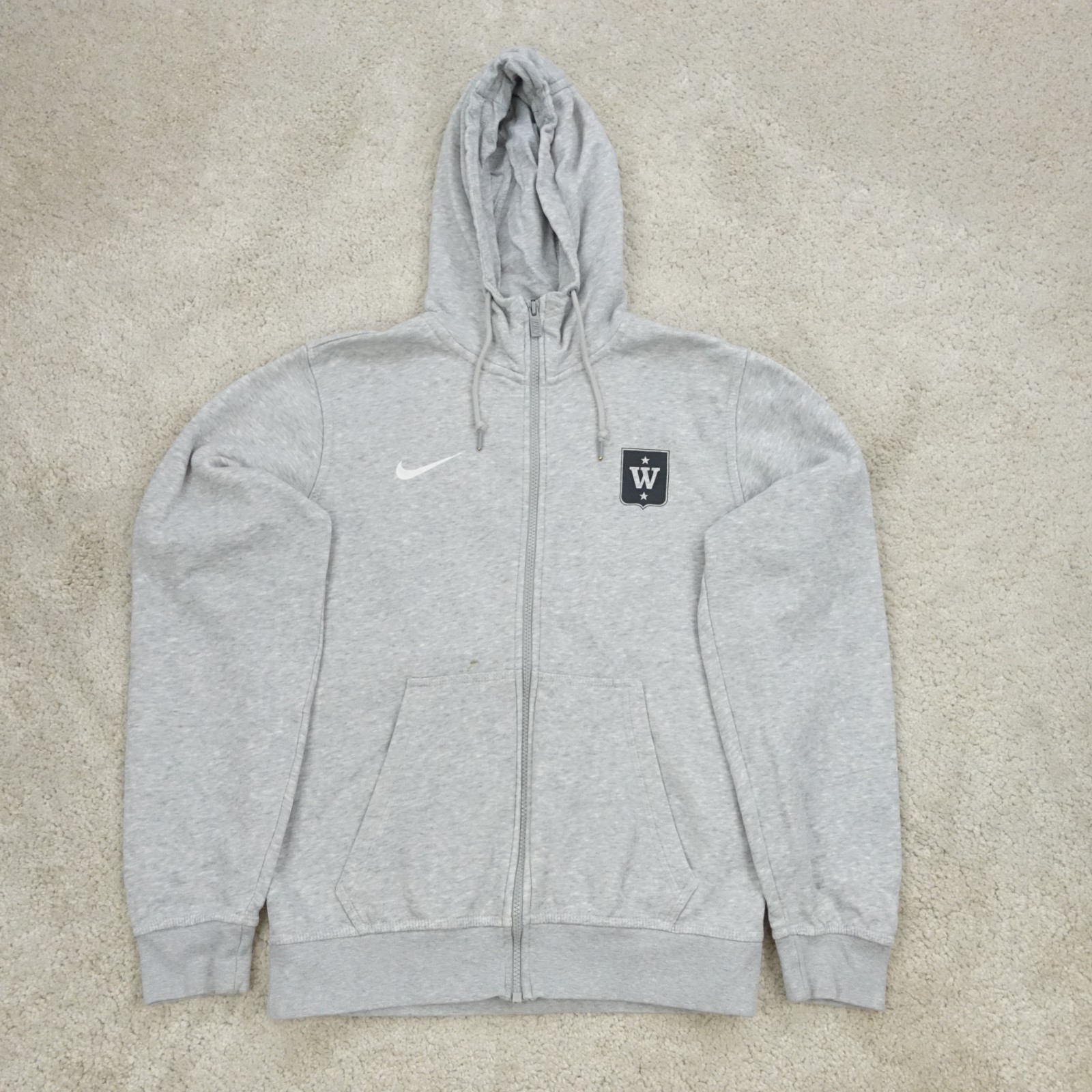 Nike Full Zip Hoodie Mens Small Heather Grey Graphic Wang Toppidrett Team Club