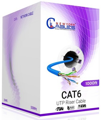 Cat 6 Cable 1000ft   Cat6 Riser (CMR) - 4 Pair UTP Solid Conductor - 23 AWG 550