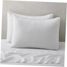 Linen Pillow Cases Standard Sham - 20 x 26 Inch Bed Standard/20"x 26" White