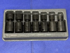 Snap-On 7pc 3/8" Drive Metric Flank Drive Shallow Impact Swivel Socket Set