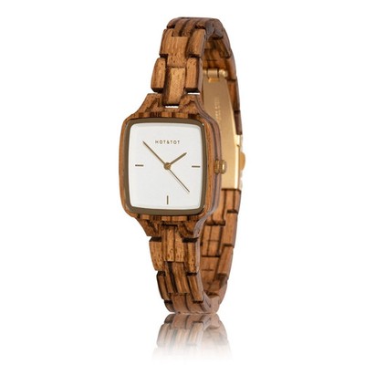 Hot&Tot Donar Petite   Zebra Wood Ladies' Square Watch