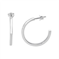 Creolen Vierkantrohr 925 Sterling Silber Mittelgroß Breit Glatt - Silverly