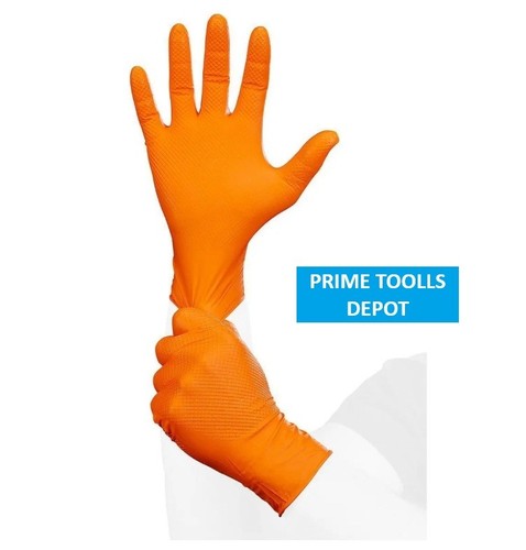 Textured Nitrile Powder-Free Gloves, 7 Mil, ORANGE, 50-Pack, XL, 70711, HARDY - Picture 1 of 8