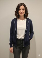 NWT Quince Mongolian Cashmere Full-Zip Hoodie True Navy FREE SHIPPING