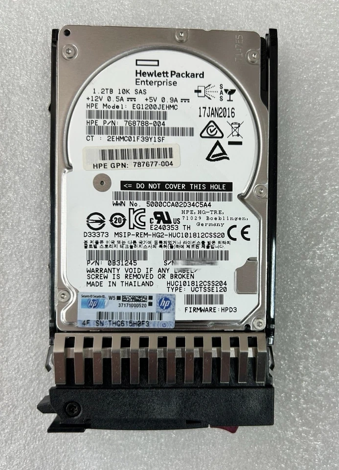 HPE 1.2TB J9F48A 787648-001 10K 12Gbps SAS 2.5" DP MSA HDD HARD DISK DRIVE - Image 2 of 4