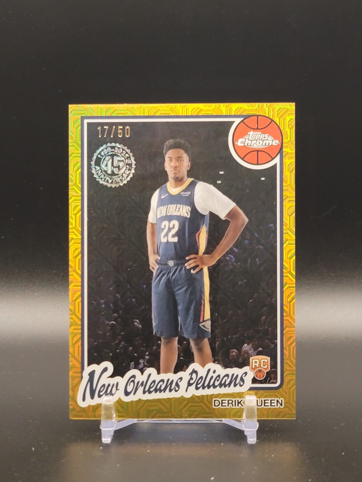 2025-26 Topps Chrome Derik Queen RC Silver Pack GOLD MOJO /50 Pelicans SP